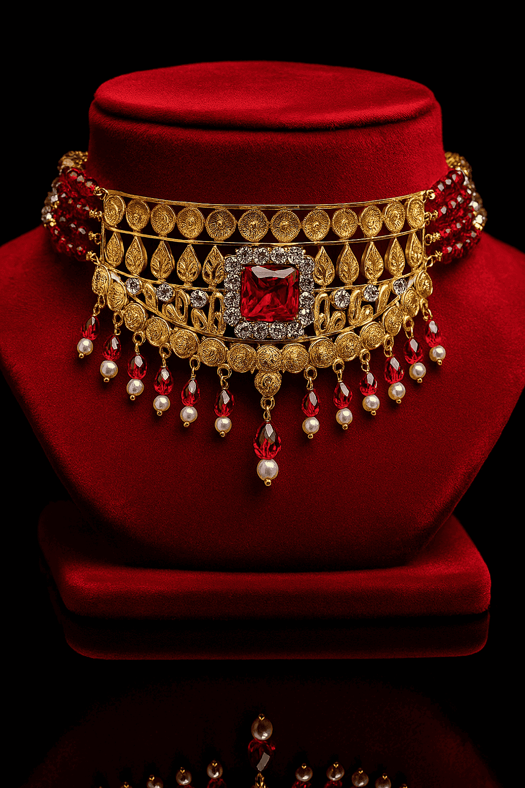 Silver Choker Necklace  - Detail View